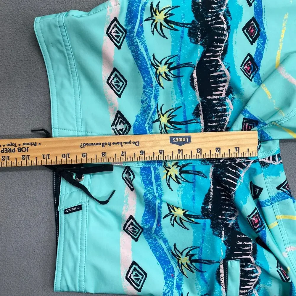 Oneill Hyperfreak Board‎ Shorts Mens 29 Blue Swim Surf Pocket Beach Tropical